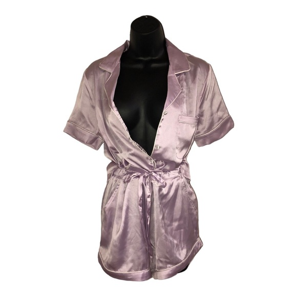 House of Harlow 1960 lavender lilac silk satin look pajama loungewear shorts set - Picture 3 of 14
